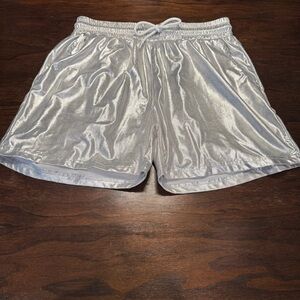 Arjen Kroos Silver Metallic Shorts - Shiny Rave Festival Party Wear - Size S